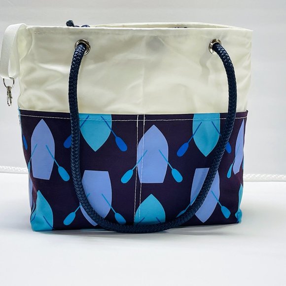 Recycled Sail Cloth Row Boat Womens Shoulder Tote Bag Handmade - Picture 1 of 5